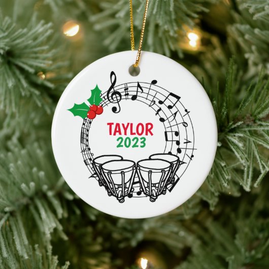 Timpani Marching Band Kerst Ornament (Boom)