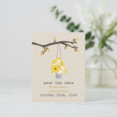 Tin blikje wilde bloemen vallen bruiloft save the  aankondigingskaart (Staand voorkant)