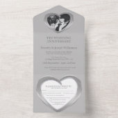 Tin bruiloft 10 jaar feesten all in one uitnodiging (Binnen)