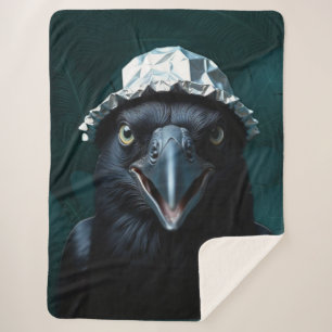 Tin Folie Pet Black Bird Raven Sherpa Deken