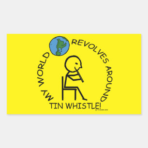 Tin-histle - de wereld draait rond rechthoekig rec rechthoekige sticker