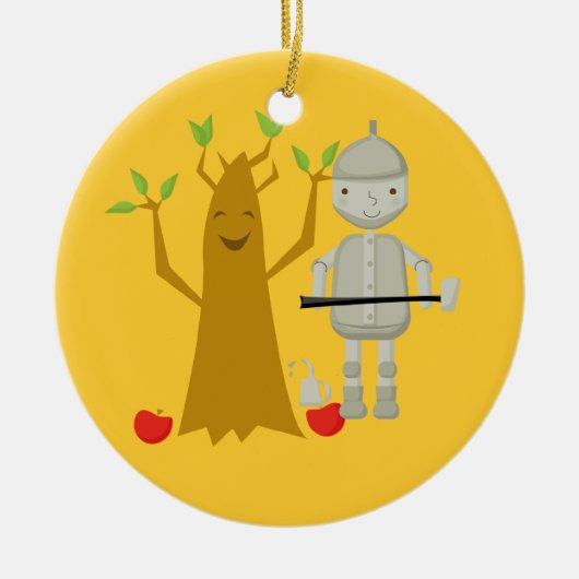 Tin-man naast Talking Tree-kerstversiering Keramisch Ornament (Voorkant)