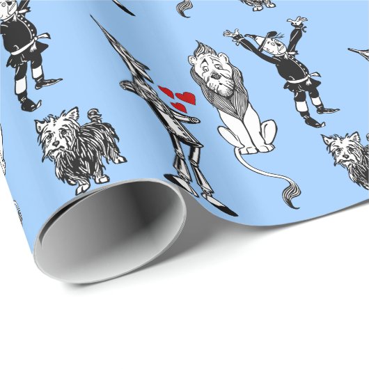 Tin Man Scarecrow Toto, laffe Lion Wizard Oz Cadeaupapier (Rol Hoek)