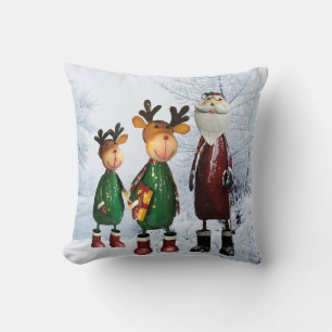 Tin Santa en Cute Tin renders met cadeautjes Kussen