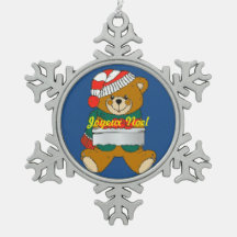 Tin Sneeuwvlok Ornament Teddybeer