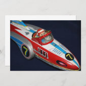 Tin Speelgoed Space/Rocket Ship Invitation Kaart (Voorkant / Achterkant)