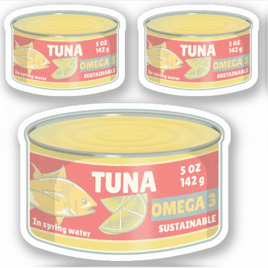 Tin tonijn Ingeblikte vis retro Sticker (Voorkant)