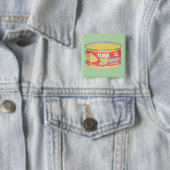 Tin tonijn Ingeblikte vis retro Vierkante Button 5,1 Cm (In situ)
