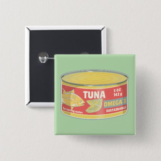 Tin tonijn Ingeblikte vis retro Vierkante Button 5,1 Cm (Voorkant /achterkant)