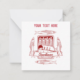 Tin van sardines notitiekaartje