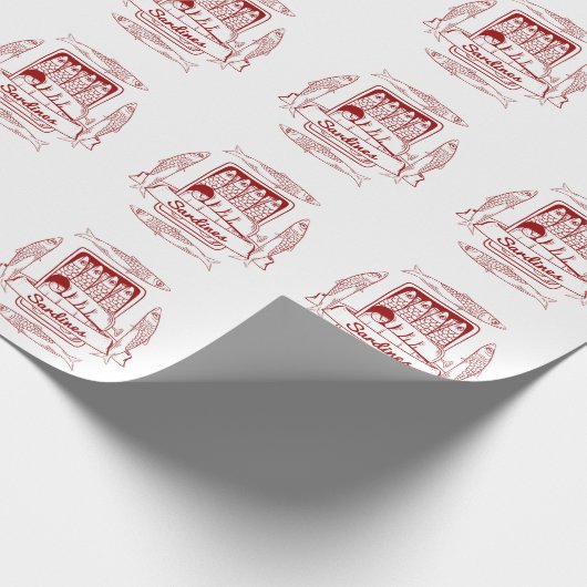 Tin van sardines voor de pop cadeaupapier (Hoek)
