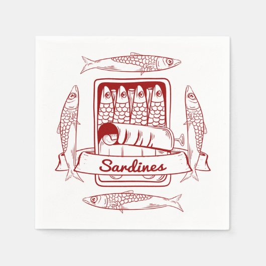 Tin van sardines voor de pop servet (Voorkant)