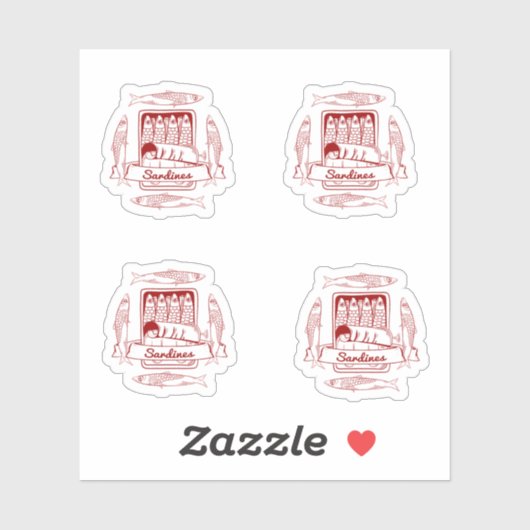 Tin van sardines voor de pop sticker (Vel)
