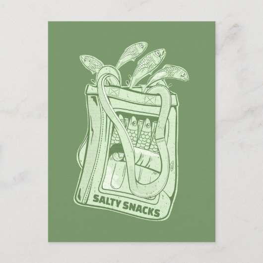 Tin van sardines zoute snack briefkaart (Voorkant)