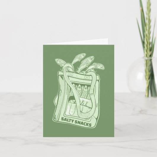 Tin van sardines zoute snack kaart (Voorkant)
