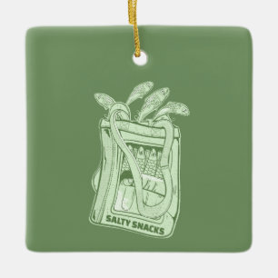 Tin van sardines zoute snack keramisch ornament