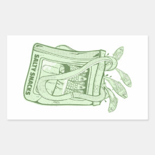 Tin van sardines zoute snack rechthoekige sticker