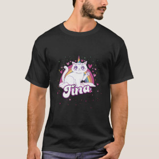 Tina Adorable Naam Met Mooie Caticorn T-shirt