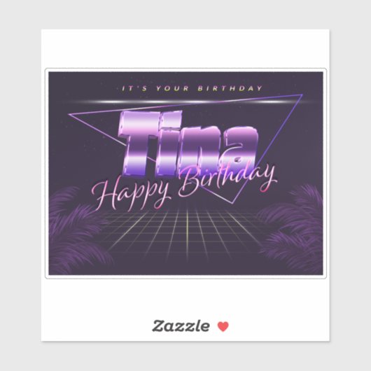 Tina Prénom lila retro Sticker (Feuille)