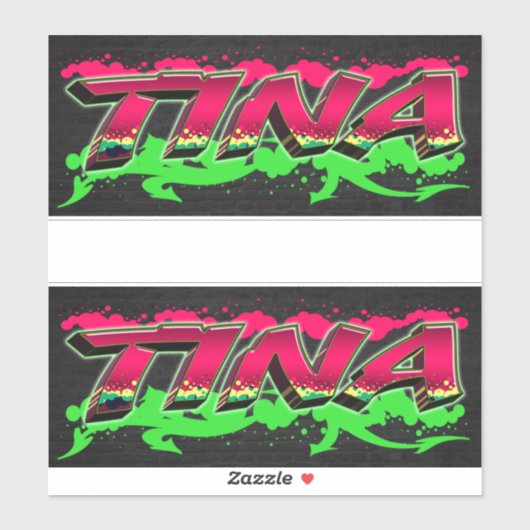 Tina Prénom Nom Graffiti Autocollants (Feuille)