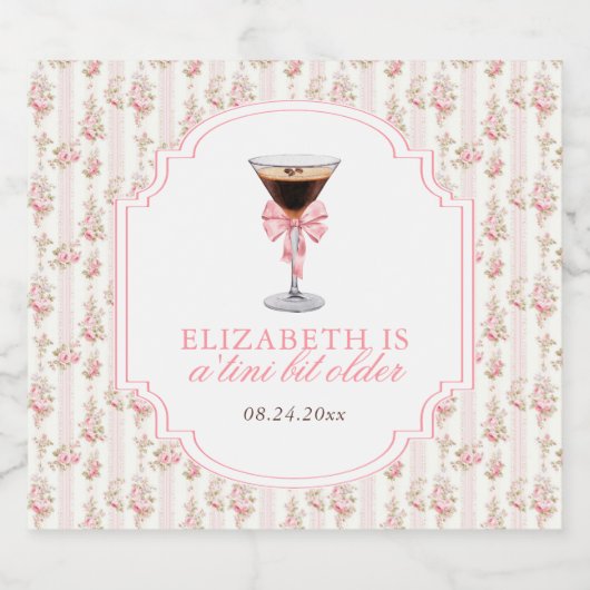 'Tini Beet Oudere Espresso Martini Coquette Verjaa Sparkling Wijnetiket (Enkel label)