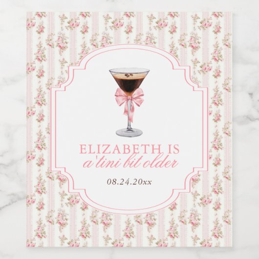 'Tini Beet Oudere Espresso Martini Coquette Verjaa Wijn Etiket (Enkel label)