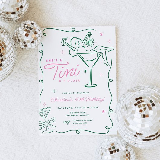 Tini beetje ouder grillige Martini verjaardag Kaart