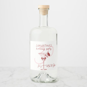 Tini beetje oudere boog Cherry Martini Verjaardag  Likeurfles Etiket