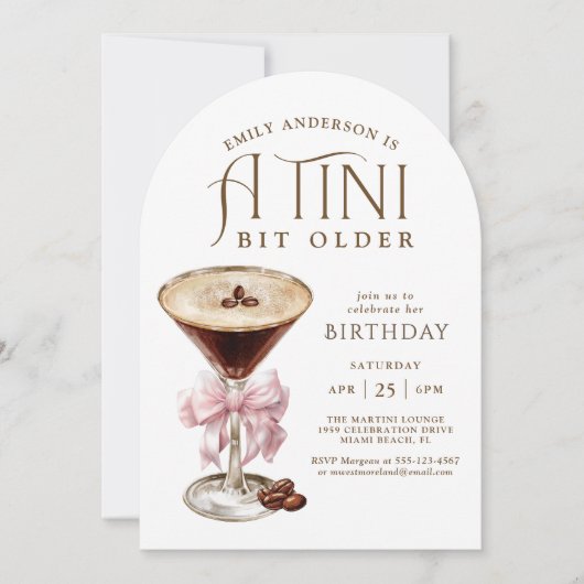 Tini beetje oudere espresso martini verjaardag voo kaart (Voorkant)