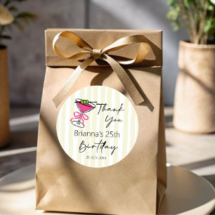 Tini beetje oudere handgetrokken retro verjaardag  ronde sticker