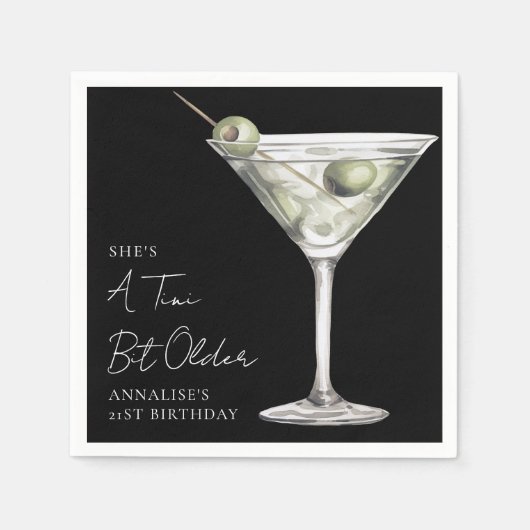 Tini beetje oudere Martini verjaardag Servet (Voorkant)