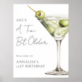 Tini Beetje Oudere Martini Verjaardagsfeest Welkom Poster (Voorkant)