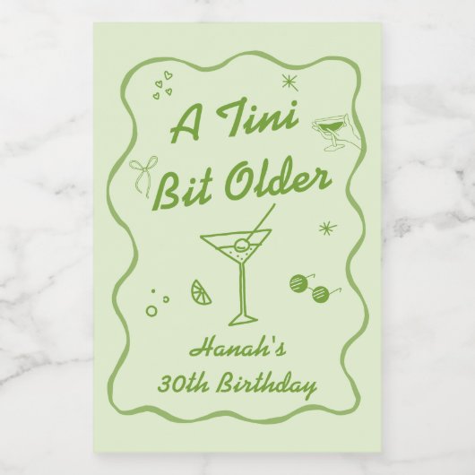 Tini beetje oudere Martini verjaardagsfeestje Wijn Etiket (Enkel label)