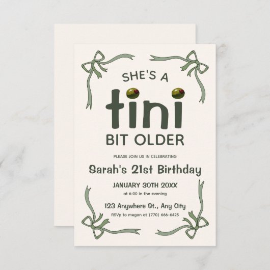 Tini Bit Ancien Invitation de Martini Dirty (Devant / Derrière)