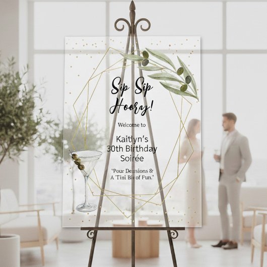 Tini Bit Of Fun Martini Soirée Welcome Sign Acryl Bord