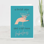 Tini Bit Older Blue Feminine Retro Martini Card Kaart (Voorkant)