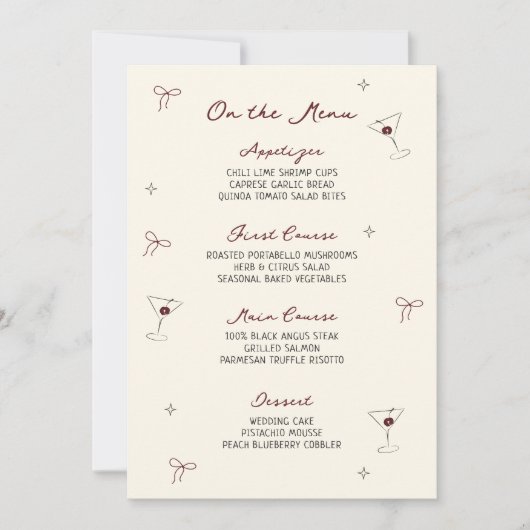 Tini Bit Older Cherry Martini Hand Drawn Menu Card Kaart (Voorkant)