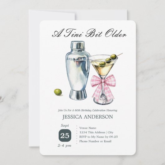 Tini Bit Older Invitation 60 ans Anniversaire Oliv (Devant)