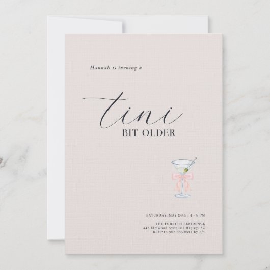 Tini Bit Older | Martini Verjaardagsfeest Kaart (Voorkant)