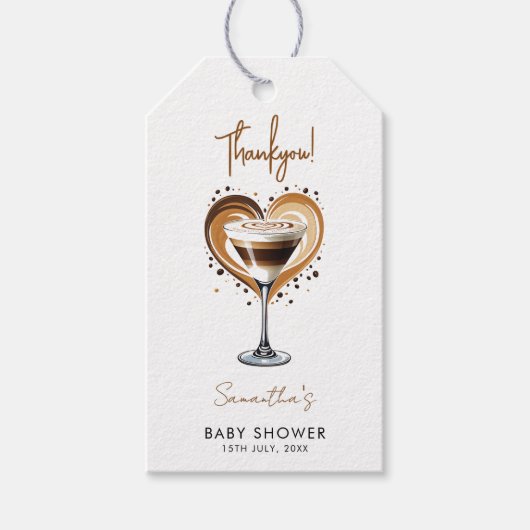Tini One Espresso Martini Baby shower Cadeaulabel (Voorkant)