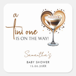 Tini One Espresso Martini Baby shower Vierkante Sticker