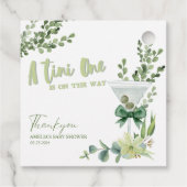 Tini One is op weg naar genderneutraal baby shower Bedankjes Labels (Achterkant)