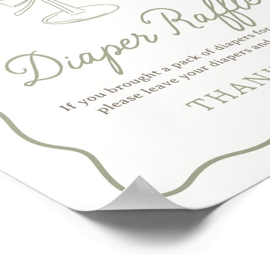 Tini One Martini Baby shower Luier Raffle Sign Poster (Hoek)