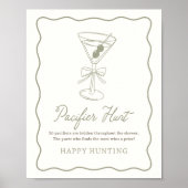 Tini One Martini Baby shower Pacifier Hunt Sign Poster (Voorkant)