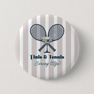 Tinis & Tennis Country Club Preppy Feestje Ronde Button 5,7 Cm