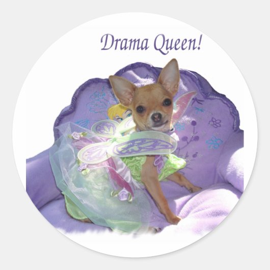 Tinkerbell de "Drama Queen!" Ronde Sticker (Voorkant)