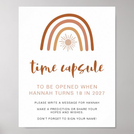 TINLEY Boho Rainbow 1e Birthday Time Capsule Poster (Voorkant)