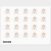 TINLEY Boho Terracotta Rainbow Sun Eerste verjaard Ronde Sticker (Vel)