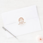 TINLEY Boho Terracotta Rainbow Sun Eerste verjaard Ronde Sticker (Envelop)