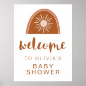 TINLEY Boho Terracotta Sun Rainbow Baby shower Poster (Voorkant)
